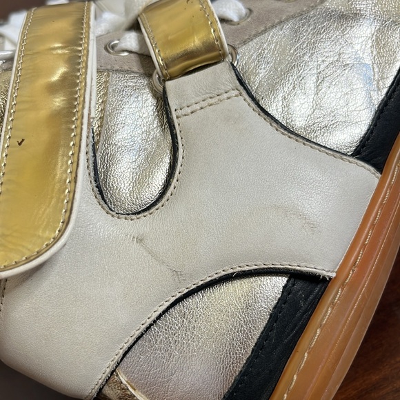 Maje Metallic Gold and White High-Top Sneakers size 40 Y2K 90's - Picture 4 of 14
